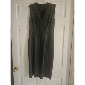 Womens White House Black Market Gray Sleeveless V-Neck Dress Sz 6 Sheath